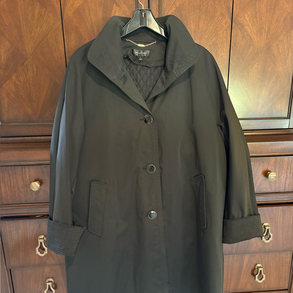 St. John Black A-Line Coat
